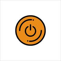 A power button icon in orange and black vector