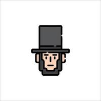 Abraham lincoln pixel art icon vector
