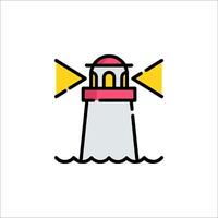 A lighthouse icon with a yellow light and a red light vector
