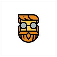 A man with glasses and a beard is shown in a flat line style vector