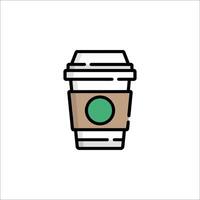 Coffee cup icon, line style, on white background vector