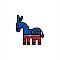 A donkey with a red, white and blue flag vector