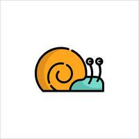 A snail icon with a blue and orange shell vector