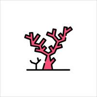 A pink tree with leaves and branches on it vector
