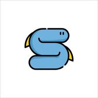 A blue snake with yellow eyes and a yellow tail vector