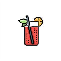 A drink with a straw and a slice of lemon vector