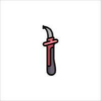 A knife with a red handle and a black handle vector