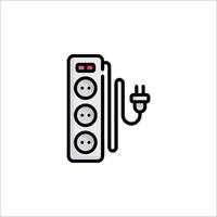 An electrical outlet with three plugs and a power cord vector
