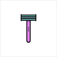 A razor with a purple handle on a white background vector