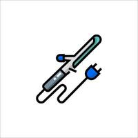 A blue and white icon of a knife and a plug vector