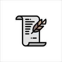 A feather and paper icon on a white background vector