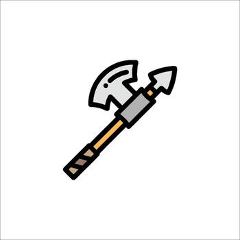 un sencillo icono de un martillo y hacha vector