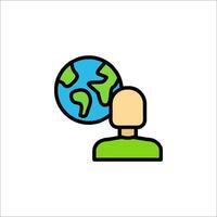A man with a globe icon on a white background vector