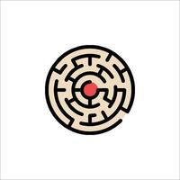A maze with a red dot in the middle vector