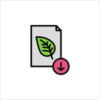 A leaf icon with a file and a green arrow vector