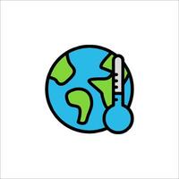 The earth is shown with a thermometer and a globe vector