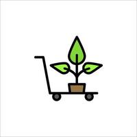A cart with a plant in it and a sign that says plant vector