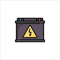 A battery icon with a yellow warning sign vector