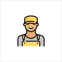 A man in a hat and overalls icon vector