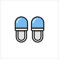 Two pills with blue tops on a white background vector