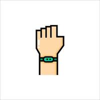 A hand with a wristband on it, with a green band vector