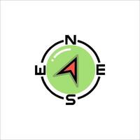 A compass icon with a red arrow pointing to the left vector