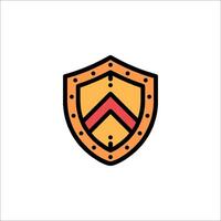 A shield logo with a red and yellow color scheme vector