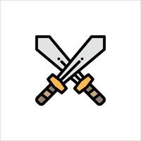 Two crossed swords icon in a flat style vector