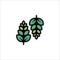 Two leaves on a white background with a black outline vector
