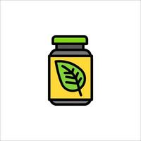 A jar with a leaf on it and a label vector