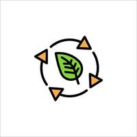 A green leaf in a circle with arrows around it vector