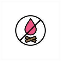 A pink flame is in a circle with a sign that says no burning vector