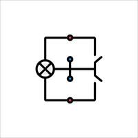 A circuit diagram with a red cross and a blue dot vector