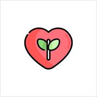 A heart with a leaf in it, with a green stem vector