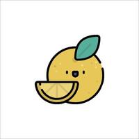 An orange with a leaf on it vector