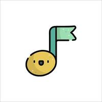 A cartoon music note with a smiley face vector