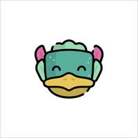 A cartoon duck with a green face and horns vector