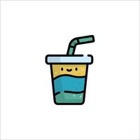 A drink with a straw and a smiley face vector