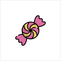 A pink and yellow candy is shown in a flat style vector