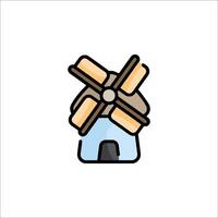 A cartoon windmill icon on a white background vector