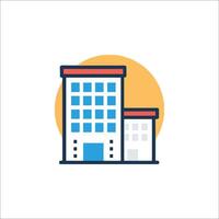 A building icon with a yellow circle vector