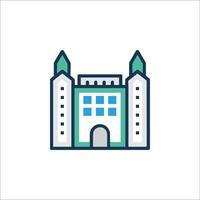 A building icon with a clock on it vector