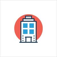 A building icon with a red circle vector