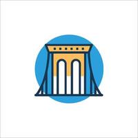 A bridge icon with a blue and yellow background vector