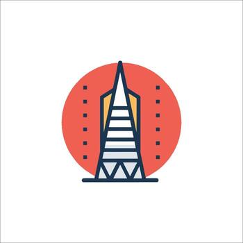 A tower with a red circle on it vector