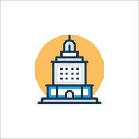 A building with a clock on top of it vector