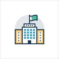 A building with a flag on top vector