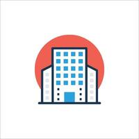A building icon with a red circle vector