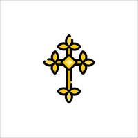 A cross with a yellow flower on it vector