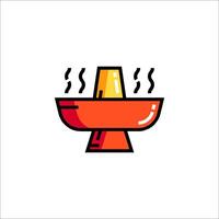 A red bowl with a hot pot on top vector
